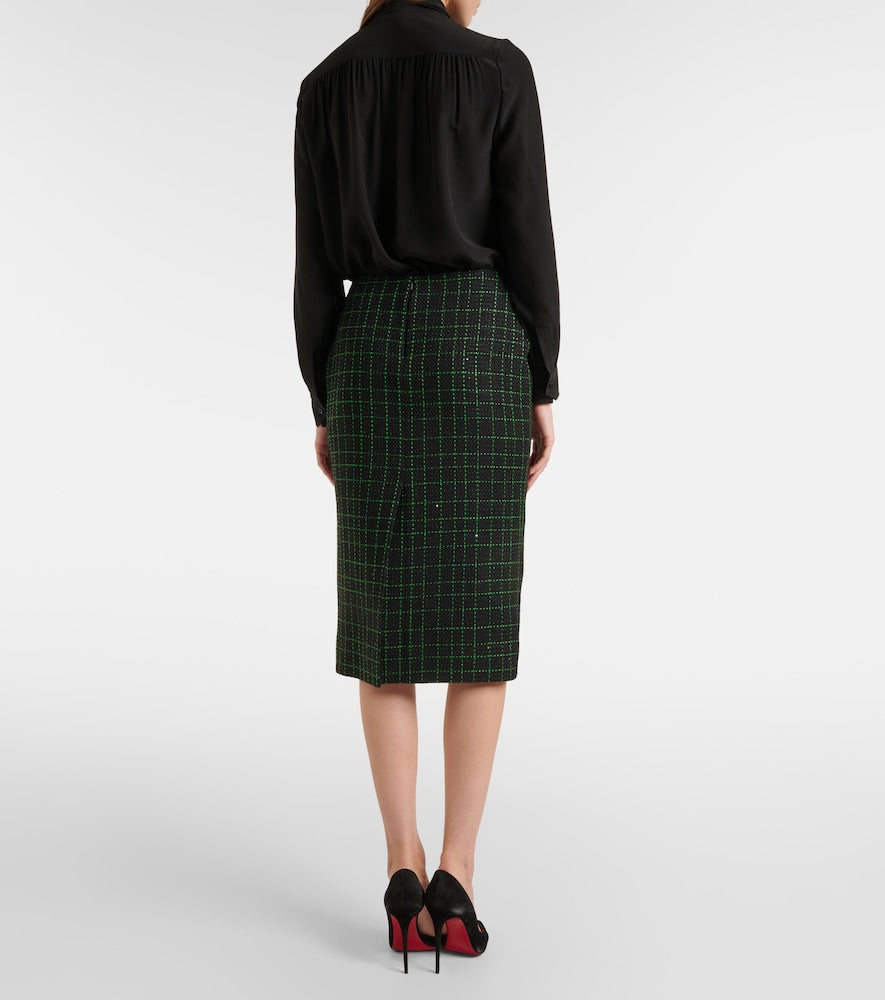 Elie Saab Sequined tweed midi skirt