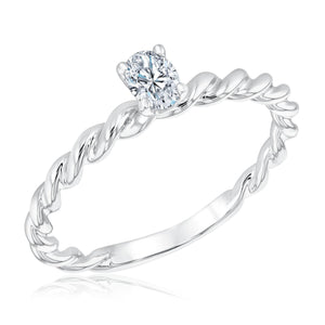 Ellaura 1/4ct Oval Diamond Solitaire Twist Band Engagement Ring - Couture Collection