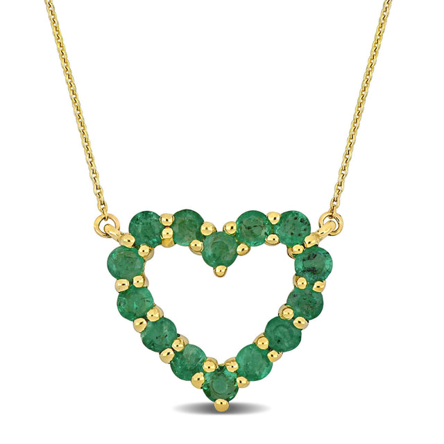 Emerald Heart Yellow Gold Pendant Necklace
