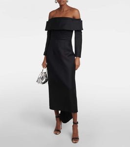 Emilia Wickstead Derika off-shoulder wool midi dress