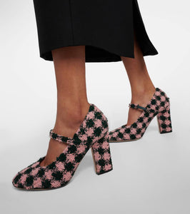 Emilia Wickstead Orelia checked tweed Mary Jane pumps