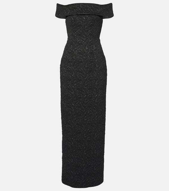 Emilia Wickstead Sima off-shoulder seersucker cloqu√É¬© gown