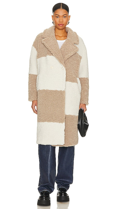 Ena Pelly Amber Oversized Teddy Coat in Neutral