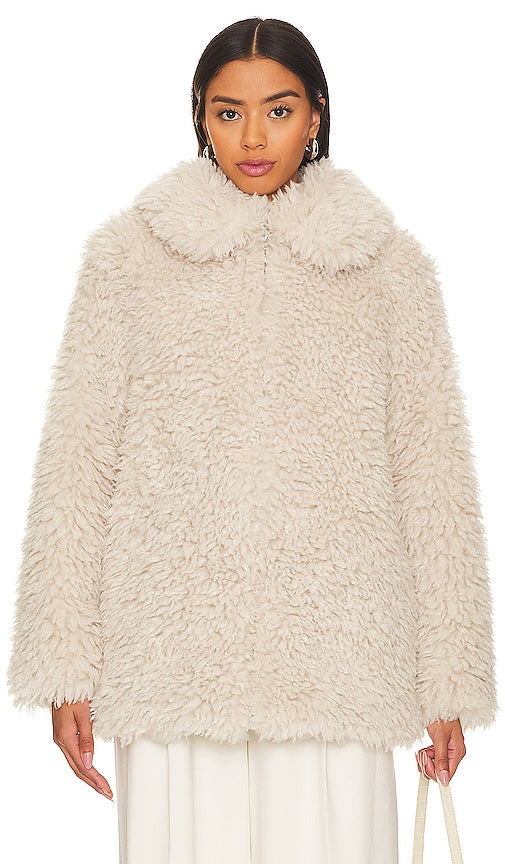Ena Pelly Bridgette Faux Fur Jacket in Ivory