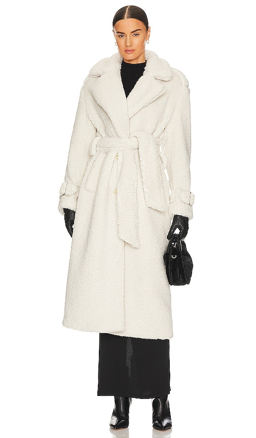 Ena Pelly Harri Oversized Teddy Coat in Cream