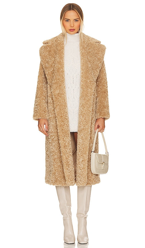 Ena Pelly Shaggy Faux Fur Jacket in Tan - Veste Ena Pelly Shaggy en fausse fourrure en beige - Ena Pelly 棕褐色 Shaggy 人造毛皮夹克 - Ena Pelly Shaggy Kunstpelzjacke in Hellbraun - Ena Pelly 샤기 인조 퍼 재킷 - Giacca in pelliccia sintetica Shaggy Ena Pelly color marrone chiaro