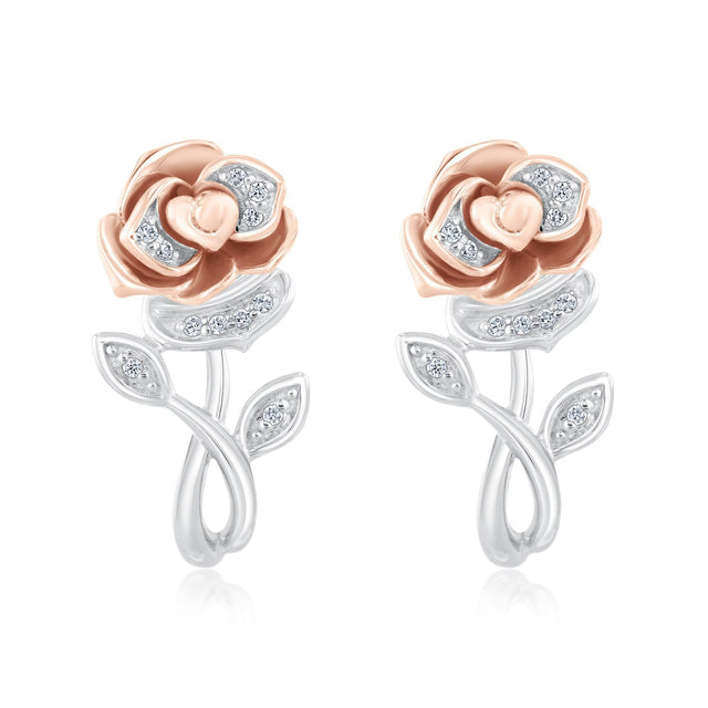 Enchanted Disney Fine Jewelry Belle's Rose Earrings 1/20ctw