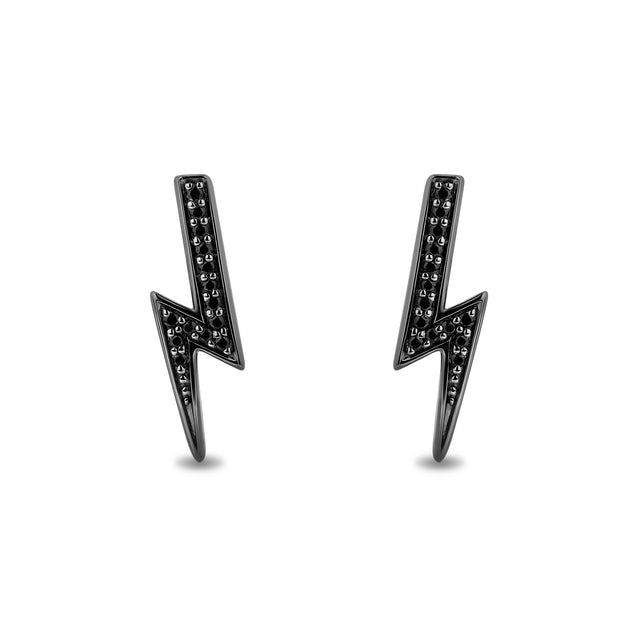 Enchanted Disney Fine Jewelry Cruella Treated Black Diamond Lightning Bolt Earrings 1/5ctw