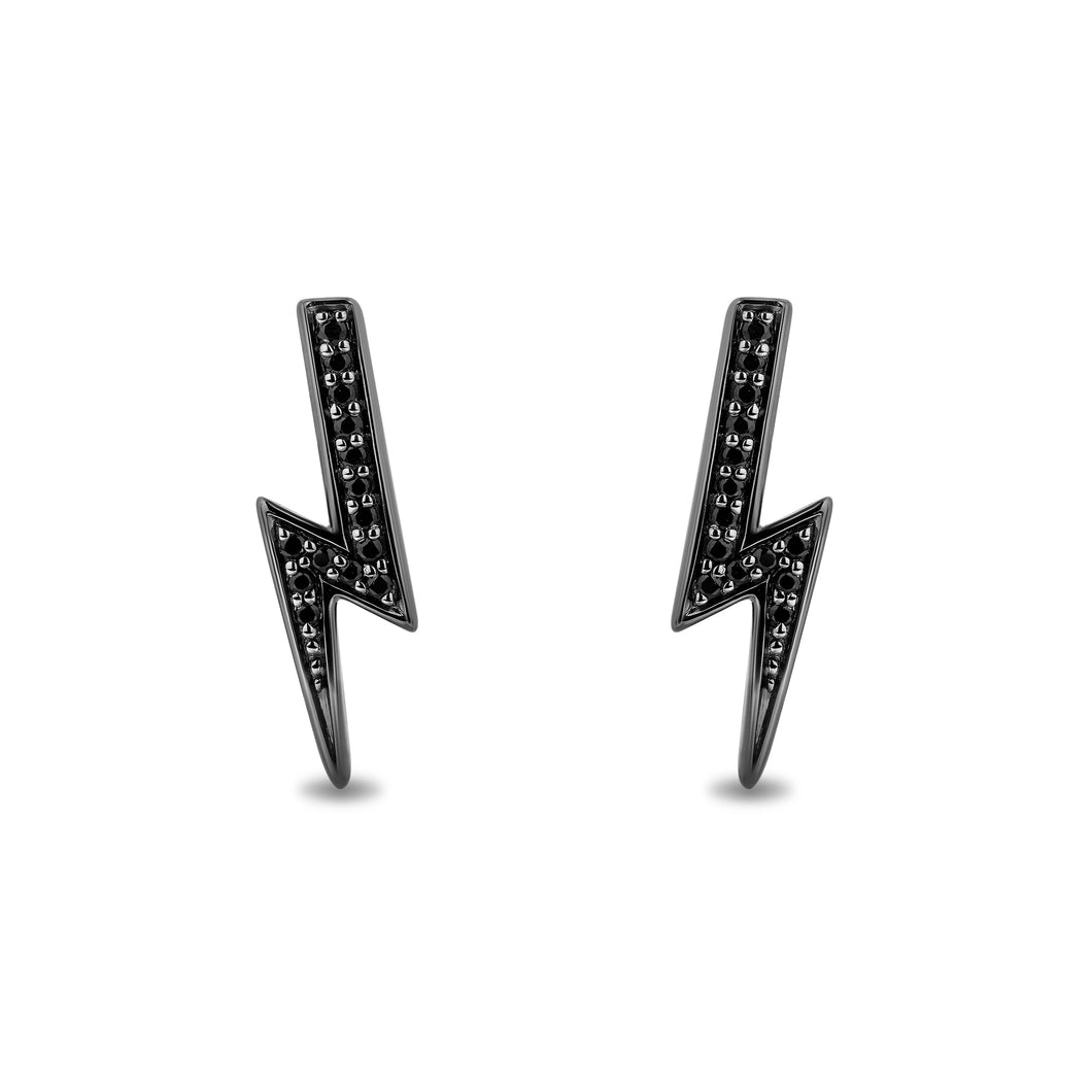 Enchanted Disney Fine Jewelry Cruella Treated Black Diamond Lightning Bolt Earrings 1/5ctw