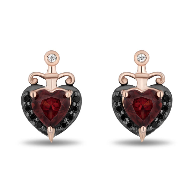 Enchanted Disney Fine Jewelry Villains Evil Queen Garnet 1/7ctw Treated Black Diamond Earrings