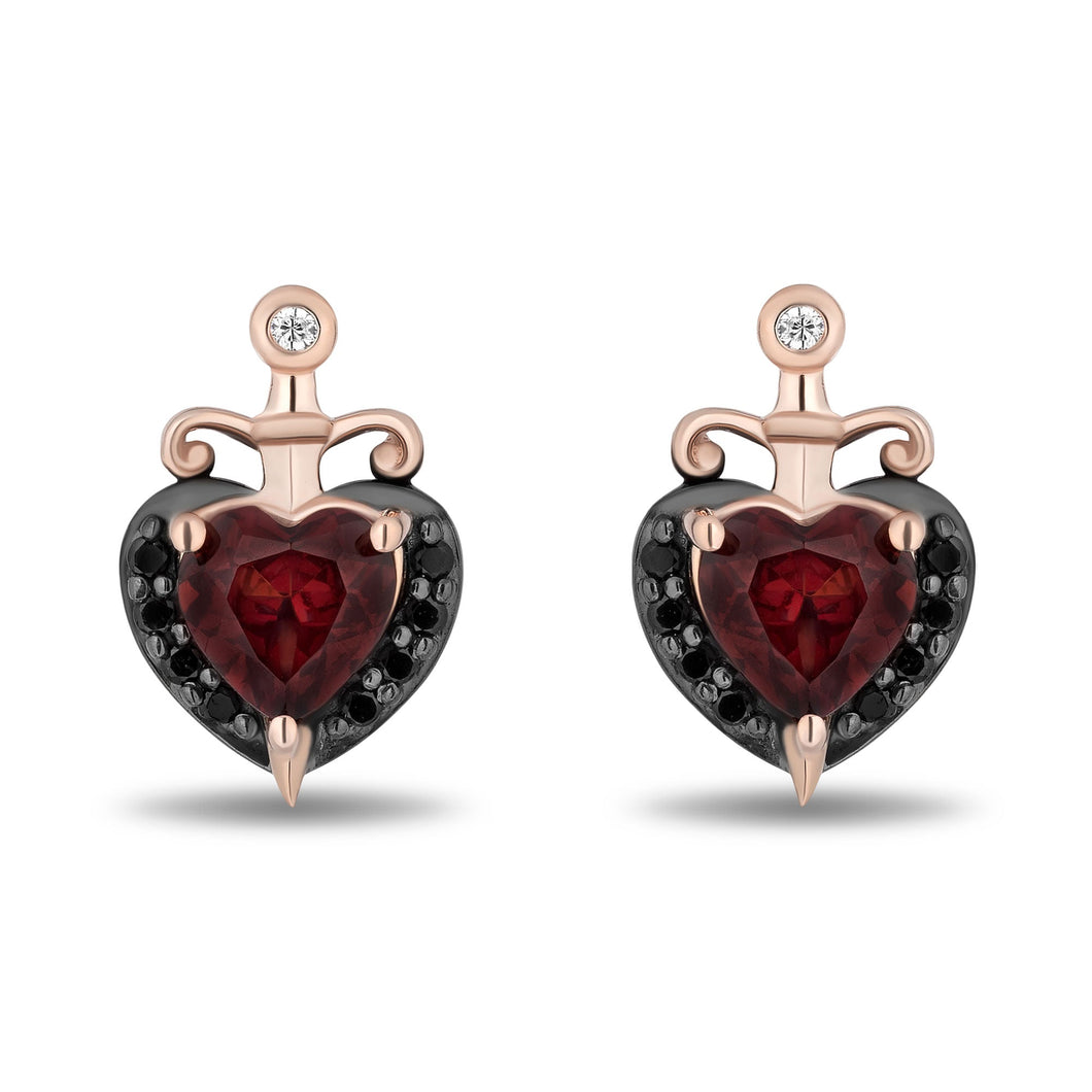 Enchanted Disney Fine Jewelry Villains Evil Queen Garnet 1/7ctw Treated Black Diamond Earrings