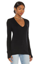 Enza Costa Cashmere Fitted V Neck Sweater in Black