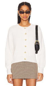 Enza Costa Chunky Cardigan in White - Enza Costa - Cardigan épais en blanc - Enza Costa 白色厚实开衫 - Enza Costa Grobstrick-Cardigan in Weiß - Enza Costa 청키 가디건 화이트 색상 - Cardigan grosso Enza Costa in bianco