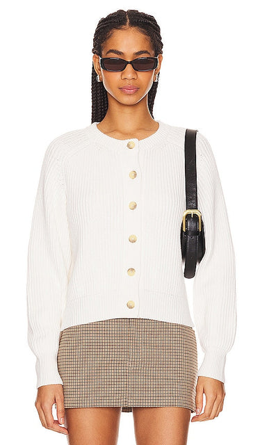 Enza Costa Chunky Cardigan in White - Enza Costa - Cardigan épais en blanc - Enza Costa 白色厚实开衫 - Enza Costa Grobstrick-Cardigan in Weiß - Enza Costa 청키 가디건 화이트 색상 - Cardigan grosso Enza Costa in bianco