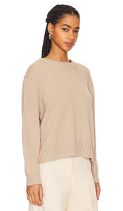 Enza Costa Chunky Cotton Long Sleeve Crew in Beige