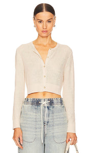 Enza Costa Linen Knit Cardigan in Ivory - Enza Costa Cardigan en tricot de lin en ivoire - Enza Costa 象牙色亚麻针织开衫 - Enza Costa Leinen-Strickjacke in Elfenbein - Enza Costa 리넨 니트 가디건 색상 - Cardigan in maglia di lino Enza Costa in avorio
