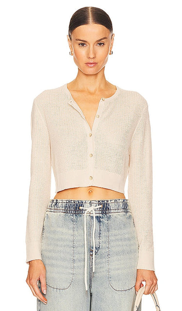 Enza Costa Linen Knit Cardigan in Ivory - Enza Costa Cardigan en tricot de lin en ivoire - Enza Costa 象牙色亚麻针织开衫 - Enza Costa Leinen-Strickjacke in Elfenbein - Enza Costa 리넨 니트 가디건 색상 - Cardigan in maglia di lino Enza Costa in avorio