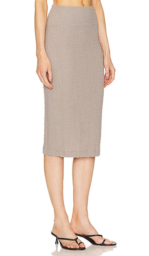 Enza Costa Puckered Pencil Skirt in Taupe
