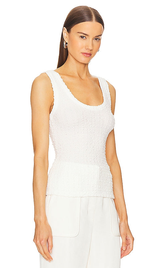 Enza Costa Puckered Tank in White