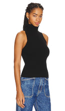 Enza Costa Rib Sleeveless Turtleneck Sweater in Black