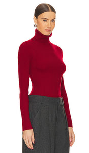 Enza Costa Rib Turtleneck Sweater in Red
