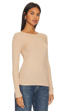 Enza Costa Silk Cashmere Rib Slim Crew in Nude