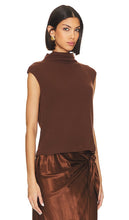 Enza Costa Sleeveless Knit Turtleneck Top in Brown