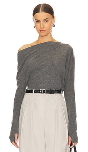 Enza Costa Slouch Sweater in Grey - Enza Costa Pull ample en gris - Enza Costa 灰色休闲毛衣 - Enza Costa Slouch Pullover in Grau - Enza Costa 슬라우치 스웨터그레이 색상 - Maglione morbido Enza Costa in grigio