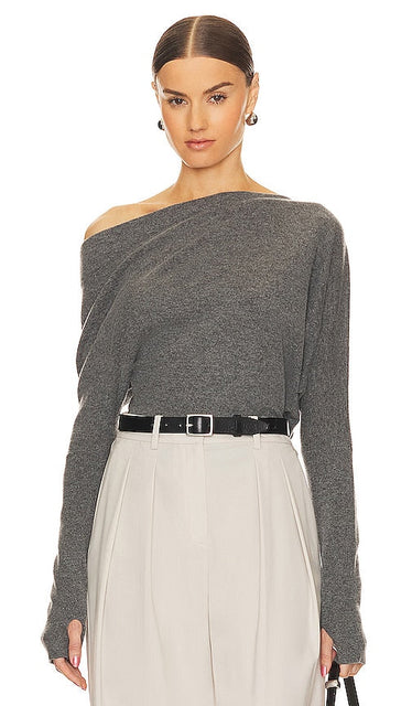 Enza Costa Slouch Sweater in Grey - Enza Costa Pull ample en gris - Enza Costa 灰色休闲毛衣 - Enza Costa Slouch Pullover in Grau - Enza Costa 슬라우치 스웨터그레이 색상 - Maglione morbido Enza Costa in grigio