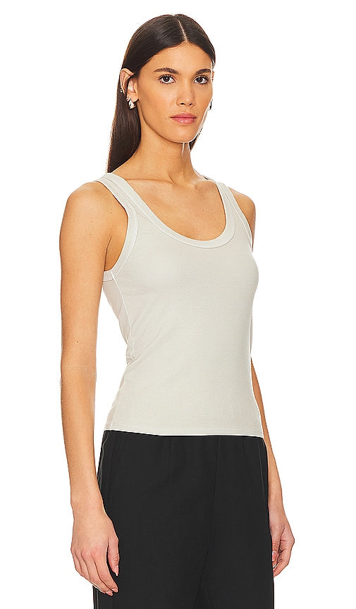 Enza Costa Supima Rib Scoop Tank in Grey