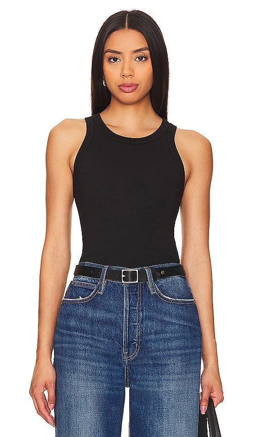 Enza Costa Supima Rib Sheath Tank in Black - Enza Costa - Débardeur fourreau côtelé Supima en noir - Enza Costa Supima 黑色罗纹紧身背心 - Enza Costa Supima Rib Etui-Tanktop in Schwarz - Enza Costa Supima 리브 시스 탱크블랙 색상 - Canotta Enza Costa Supima Rib in nero