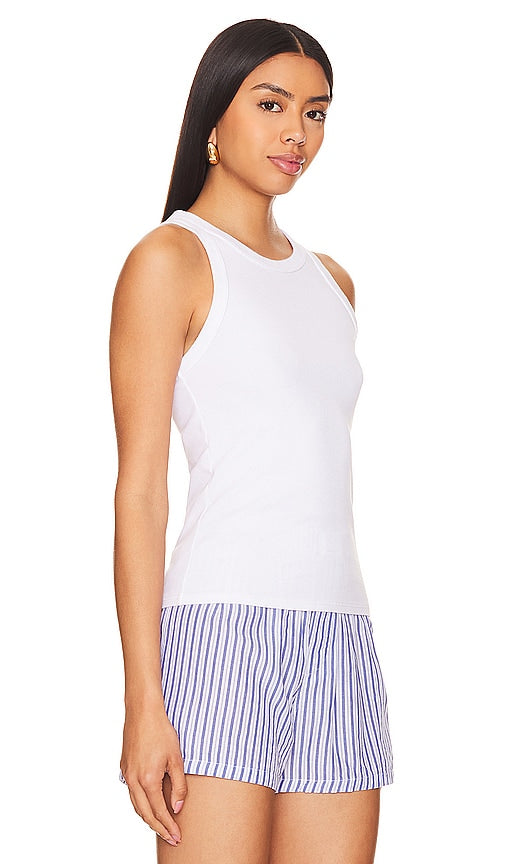Enza Costa Supima Rib Sheath Tank in White