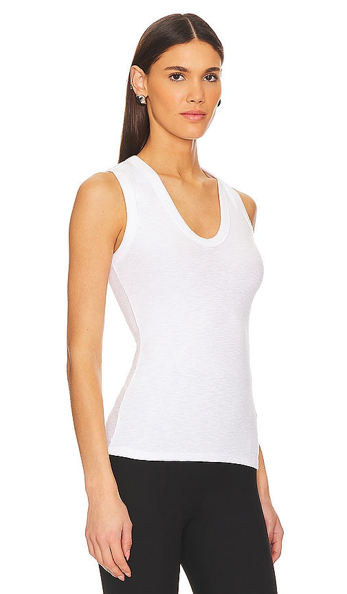 Enza Costa Textured Rib Sleeveless U in White