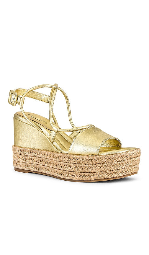 Equitare Potenza Wedged Platform Sandal in Metallic Gold