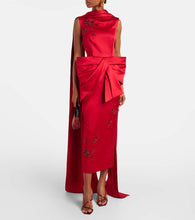 Erdem Draped bow-detail embellished satin gown