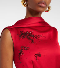 Erdem Draped bow-detail embellished satin gown