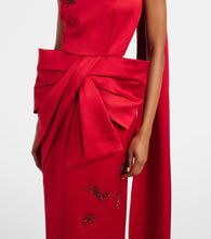 Erdem Draped bow-detail embellished satin gown