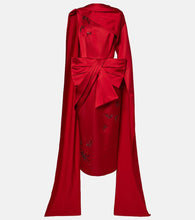 Erdem Draped bow-detail embellished satin gown