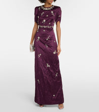 Erdem Embellished crinkled satin gown