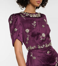 Erdem Embellished crinkled satin gown