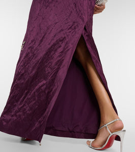 Erdem Embellished crinkled satin gown