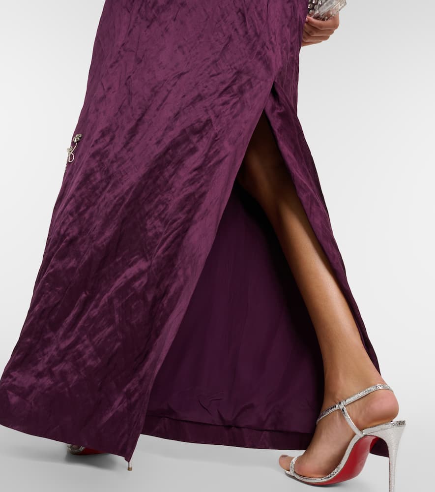 Erdem Embellished crinkled satin gown