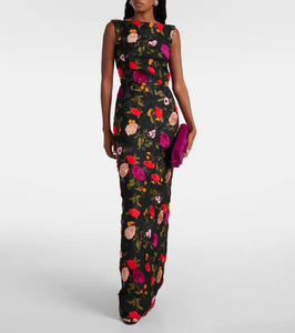 Erdem Embroidered jacquard gown