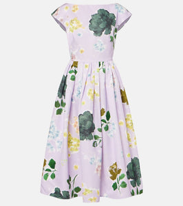 Erdem Floral cotton-blend faille midi dress