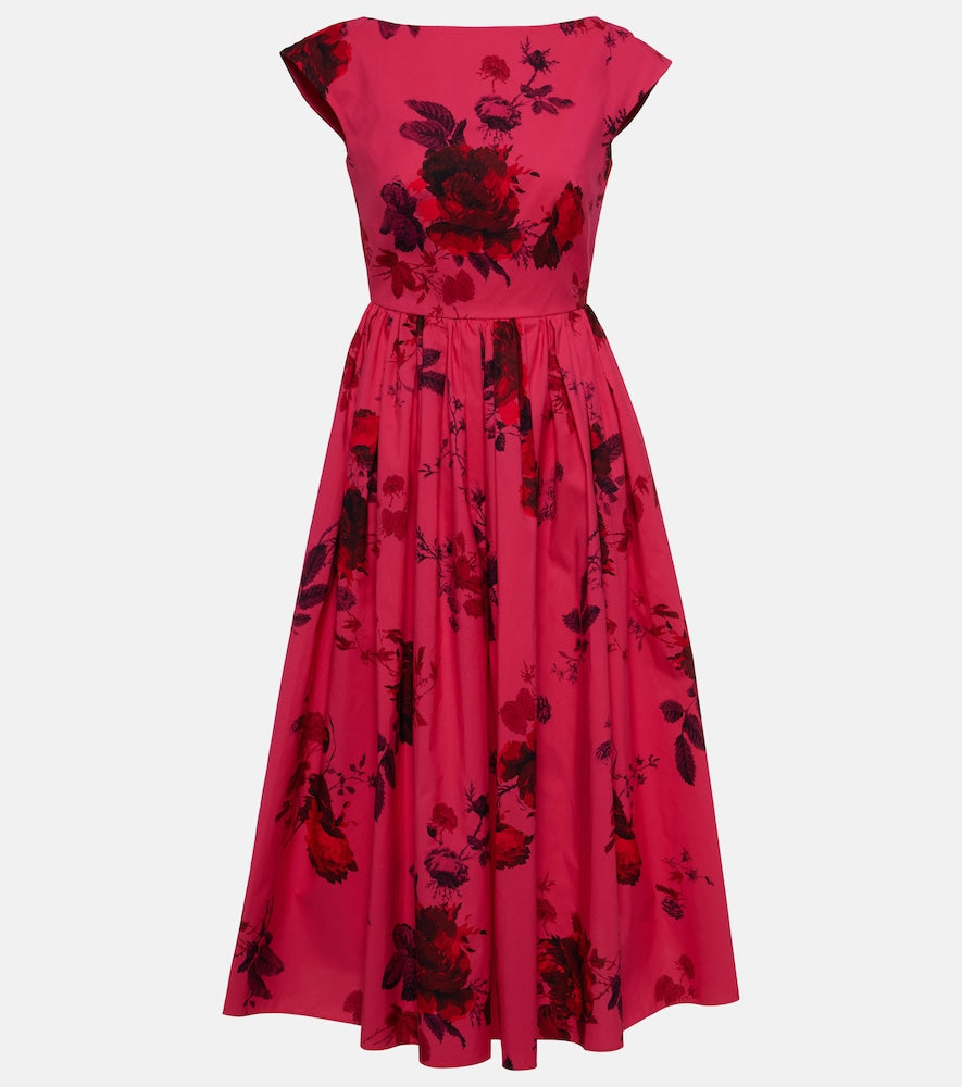 Erdem Floral cotton faille midi dress. Erdem Floral 棉质斜纹中长连衣裙