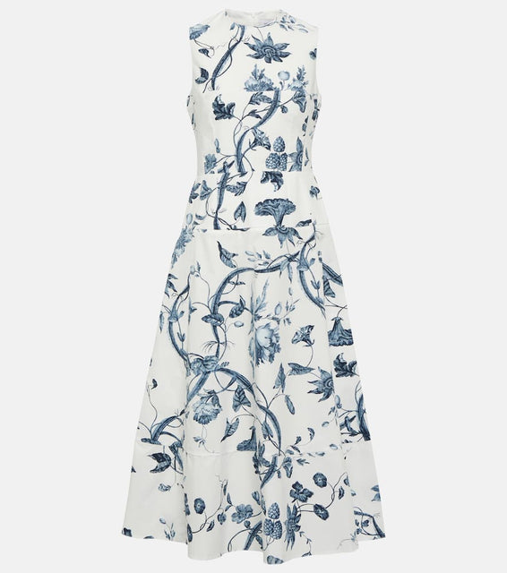 Erdem Floral cotton poplin midi dress