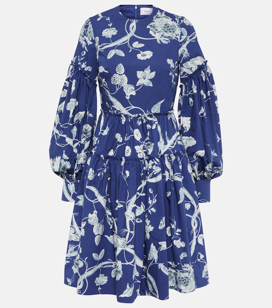 Erdem Floral cotton poplin minidress. Erdem 花卉棉府绸迷你连衣裙
