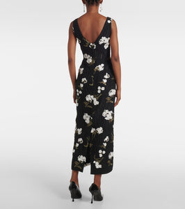 Erdem Floral embellished jacquard cocktail dress