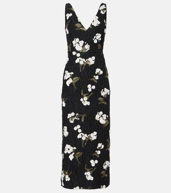 Erdem Floral embellished jacquard cocktail dress