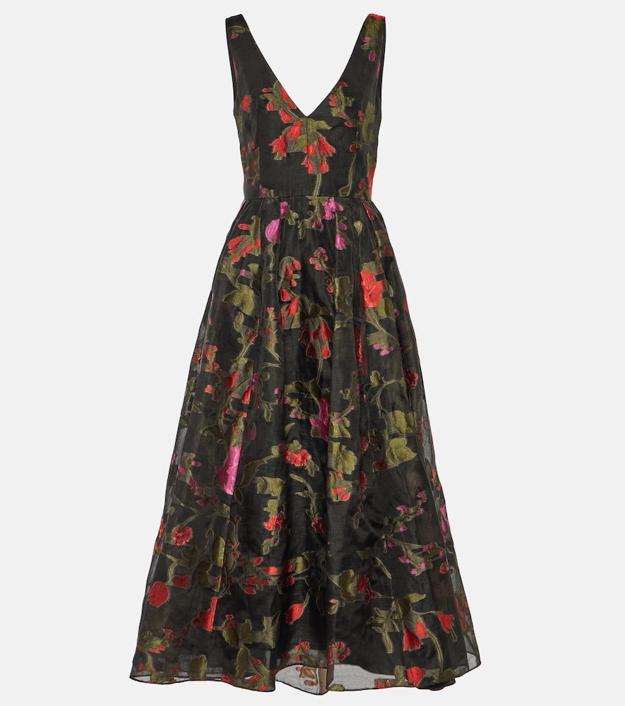 Erdem Floral organza midi dress. Erdem Floral 欧根纱中长连衣裙